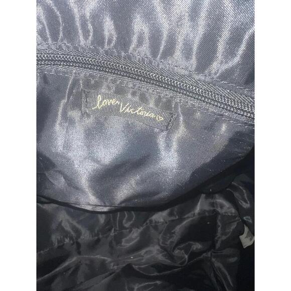 Victorias Secret Black Tote Love Victoria Chain Handle Gold Studs - Picture 4 of 11